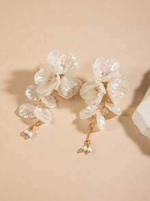 1pc Choker + 1 Pair Earrings Bohemian Ocean Style Shell Flower 3D Floral Choker + Earrings Jewelry Set, Suitable For Beach, Party, Gathering