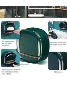 Wall Mounted Soap Dish, Luxury Wall Mounted Soap Dish With Lid, Waterproof Soap Dish With Drainage Box, No Drilling Plastic Soap For Bathroom, Unique Soap Drainage Container For Home Bathroom Home Bathroom Decor Summer, Bathroom, Shower, Travel, Soap Holder, Toiletries, Bathroom Accessory, Bathroom Storage Shelf(Cannot Be Pasted On Cement Walls And Wooden Walls).