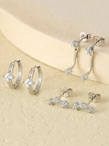 3 طقم أقراط للنساء، أقراط صغيرة للحواف والدائرية وقفل الأذن للثقوب المتعددة، لا تسبب الحساسية، مجموعة أقراط ثقب الغضروف