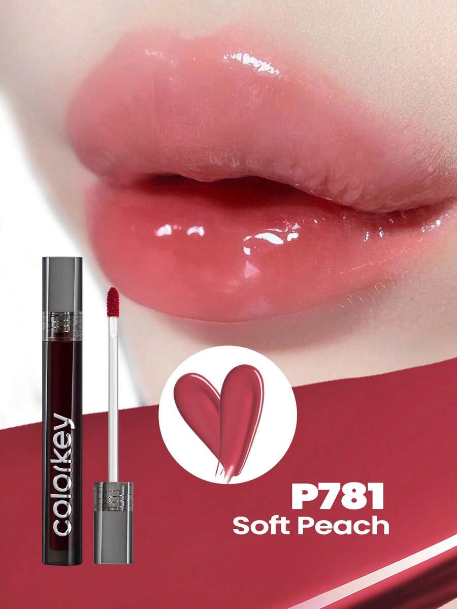 COLORKEY Mirror Gloss Lip Gloss, Glossy And Moisturizing Lip Tint, Non-Sticky And Long-Lasting, Nourishing Lip Care. Liquid Lipstick, Super Hydrating Lip Tint, Caring For Lips, Creating A Refined Lip Makeup. Lipstick, Lip Tint, Lip Gloss, Lip Cosmetics, Lip Plumping Brand Makeup, Suitable For Ladies, Girls, Spring/Summer, Y2K Retro, 90s Makeup, Birthday Gift, Vacation, Party - P781 Soft Peach - 查看 1