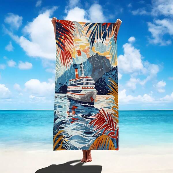 1pc Ultra-Fine Microfiber Beach Towel, Quick-Drying Absorbent And Lightweight For Beach, Bathroom, Swimming