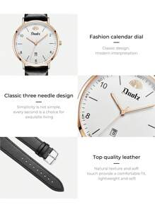Duolz 1pc Women's Calendar Simplifed Classic Rose Gold Quartz Watch, Daily Life & Holiday Gift, Watch For Women