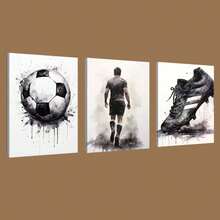 3pcs Modern Black And White Graffiti Football Wall Arts Canvas Posters, High-Definition Printing With Optional High-Quality Frame, Hanging Paintings For Living Room And Bedroom Home Decoration - Black and White - View 13