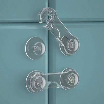 5/10pcs Children's Multi-Function Locks, Baby Anti-Pinch Drawer Locks, Infant Cabinet Door Locks, Transparent Lowered Locks, Transparent Child Locks, Baby Drawer Locks, Kid Proof Cabinet Door & Refrigerator Locks