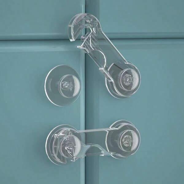 5/10pcs Children's Multi-Function Locks, Baby Anti-Pinch Drawer Locks, Infant Cabinet Door Locks, Transparent Lowered Locks, Transparent Child Locks, Baby Drawer Locks, Kid Proof Cabinet Door & Refrigerator Locks