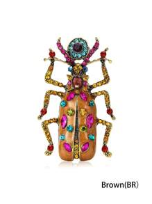 1 pezzo Spilla a forma di scarabeo con cristalli per donna, spille a forma di insetto, da applicare su borsa, maglione, cappotto, cappello, scarpe, vestito, tailleur