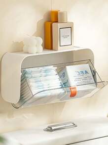 1 szt., montowany na ścianie schowek do przechowywania w łazience, stojak na słoiki do przechowywania wacików czyszczących, piłek, płatków kosmetycznych, gąbek, soli kąpielowych, podpasek higienicznych, kuchni, biura, sypialni, łazienki