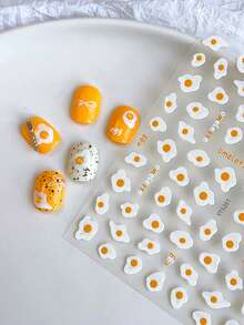 1 miếng dán móng tay hình trứng chiên hoạt hình tối giản và dễ thương. (Dụng cụ làm móng, miếng dán móng tay) - Nhiều màu - Xem 1