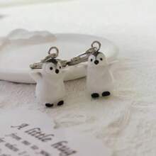 3D Penguin Love Key Chain - 1 Pair Adorable Penguin Couple Resin Pendant, Suitable For Bags And Earphone Accessories, Women's Keychain With Heart Card Ring, Ideal Valentine's Day Gift Decor, Warm Embrace Love Penguin Keychain, Gift For Best Friends, Wife, Husband, Boyfriend, Girlfriend