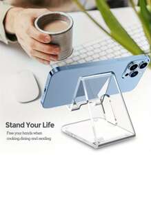 Transparent Simple Acrylic Phone Holder, Multifunctional Desktop Mobile Phone Holder With Protective Packaging, Creative Decoration & Charging, Anti-Slip Design, Suitable For Various Scenes,Suitable For Kitchens, Bedrooms, Living Rooms,Suitable For All Types Of Mobile Phones, Office And Study Essentials, Travel Essentials, Summer Beach Essentials, Student Back-To-School Supplies, Free Your Hands, Holiday Gifts, Party Gifts
