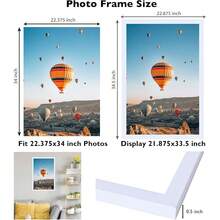 New 22.375x34 Picture Frame  For Poster Photo Picture, Horizontal And Vertical Formats For Wall Hanging, 22.375 X 34 Wall Gallery Poster Photo Frame For 22.375 By 34 Photos Posters, - 白色 22.375x34 英寸 - 查看 3