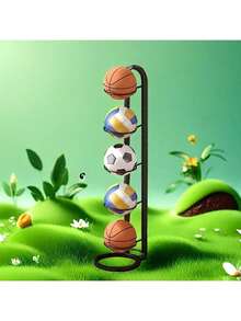 Conjunto de suporte para bolas de metal de fácil montagem, suporte para bolas de basquete multicamadas com base redonda grande - Suporte para bolas esportivas de metal resistente para basquete, futebol e vôlei - disponível em vários tamanhos - Multicolorido - Ver 4