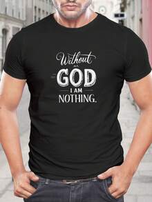 Camiseta para hombre 'Godless I'm Nothing' - Ropa cristiana de fe, camiseta gráfica religiosa negra, camiseta informal espiritual para regalos de iglesia para creyentes - Negro - Ver 1