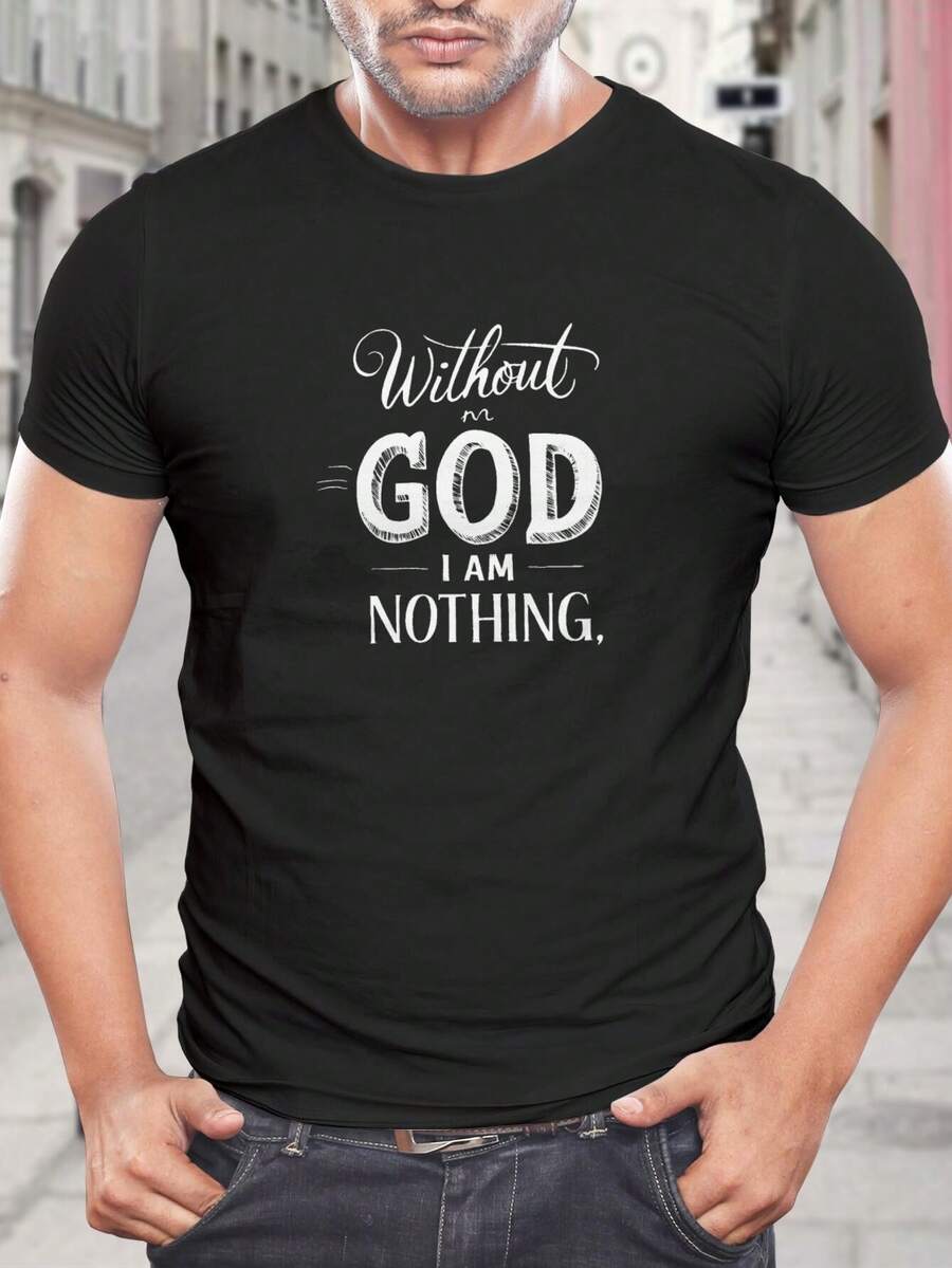 Camiseta para hombre 'Godless I'm Nothing' - Ropa cristiana de fe, camiseta gráfica religiosa negra, camiseta informal espiritual para regalos de iglesia para creyentes - Negro - Ver 1