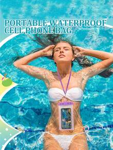 5pcs Portable Waterproof Luminous Phone Pouch, With Glow Sensitive Screen, Waterproof Diving Protective Case, Floating Phone Bag, Ideal For Summer Travel, Diving, Swimming, Beach Activities (Choose 1/2/3/5PCS) - Multicolor - View 8