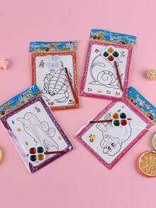 10pcs DIY Watercolor Painting Board - Creative Drawing Set, Includes 4 Colors Mini Watercolor Paints