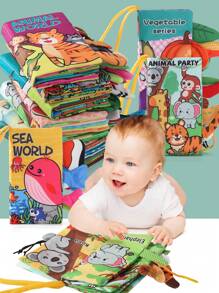 6-Page Unrippable Cloth Book For Infants & Toddlers, Montessori Cognitive Book With Ocean Animals & Dinosaur Cartoon Patterns, Promotes Early Learning & Cognitive Development, Christmas/Thanksgiving Gift, Baby Sensory Book, Infant Cloth Book, Baby's First Cognitive Book