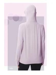 防晒服夏季UPF 50+防紫外线女冰丝透气夹克防紫外线户外防晒连帽薄款钓鱼服 - 淺粉色 - 查看 6