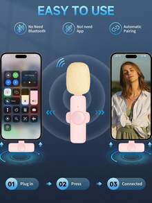 Micrófono inalámbrico profesional para iPhone, iPad ( 14 y versiones anteriores), micrófono de solapa Plug-and-Play para , grabación, vlog, Live - Rosa - Rosa - Ver 9