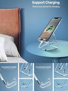 Transparent Simple Acrylic Phone Holder, Multifunctional Desktop Mobile Phone Holder With Protective Packaging, Creative Decoration & Charging, Anti-Slip Design, Suitable For Various Scenes,Suitable For Kitchens, Bedrooms, Living Rooms,Suitable For All Types Of Mobile Phones, Office And Study Essentials, Travel Essentials, Summer Beach Essentials, Student Back-To-School Supplies, Free Your Hands, Holiday Gifts, Party Gifts
