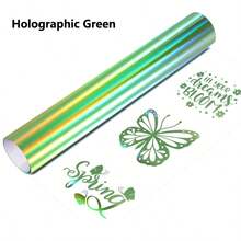 8 Colors Holographic Heat Transfer Vinyl, 30.4X50CM/12'' X19.6'', Glossy Rainbow Permanent Vinyl Metallic Foil HTV Vinyl Roll For T-Shirts, Bag, Home Decal, Window, Clothing, Holiday Party Decal, Chrome Iron On Vinyl, Easy To & Transfer - Multicolor - View 19