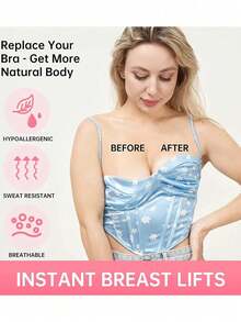 Boob Tape Kit - Boobtape For Breast Lift With Petals And Covers, Breathable Sticky Adhesive Bra Tape, Push Up Boobytape For Large Breasts A-G Cup Beige - Khaki - View 6