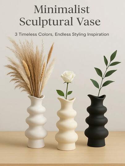 1pc Wavy Vase, Minimalist Home Decor, Suitable For Tabletop, Living Room Or Entryway, Beautiful Vase, Suitable For Summer Decoration, Housewarming Or Birthday Gift