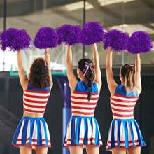 1/2pcs Cheerleading Team Holding Fluffy Ball Ribbon,Dance Performance Props, Square Dance Games Props, For Football, Basketball, Football And Sports Performances, Team Sports, Dance And Cheer Cheer Props