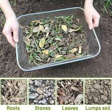 Tamiz de acero inoxidable para suelo - Tamiz de jardín de malla de 0.6 cm/0.24 pulgadas para cribado de rocas, compost y arena, herramienta manual resistente al óxido para jardinería, tierra y uso en exteriores, utensilios de jardín funcionales | Material resistente a la oxidación, tamiz de suelo para jardinería - Multicolor - Ver 2