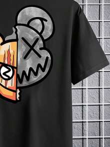 Manfinity Homme Men's Cartoon Graphic T-Shirt - 黑色 - 查看 3