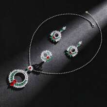 3PCS Necklace Earrings Ring Jewelry Set For Women Wedding Party Full Zirconia Dubai Bridal Jewelry Set