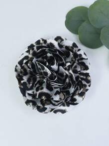 15cm Exaggerated Vintage Leopard Print Luxurious Fabric Multi-Layered Rose Camellia Flower Brooch For Women, High-End