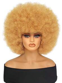 Afro Wig 14Inch And 8Inch Afro Wigs For Women 70s Afro Kinky Curly Wig Bouncy Huge Fluffy Puff Wigs Synthetic Hair For Cosplay Daily And Party - Blonde - 查看 2