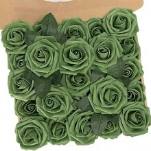 人造花 5/10/15/20/25/30 枝真实版仙女绿泡沫假玫瑰带茎，用于 DIY 婚礼花束新娘送礼会中心装饰鼠尾草绿花装饰家居装饰（OPP 袋包装不含盒子） - 彩色 - 查看 3