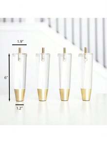 Acrylic Furniture Legs With Gold Caps - Mid Century Legs For Couch, Sofa, Chair, Table, Dresser, Bed, Cabinet - Furniture Feet Are Easy To Install & Include Installation Hardware - Set Of 4, 6 Inches - 6 Inches - View 10