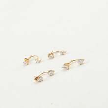 1件不锈钢白色锆石耳钉，女士亚克力医用钢螺丝穿耳软骨耳环饰品 - earring - 查看 4