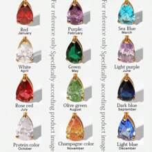 18K Gold Plated December Birthstone 7-Color Pear Zirconia Copper Pendant + Stainless Steel Gold Necklace, Christmas, Birthday, Valentine's Day Gift