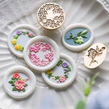 1pc Floral Series Wax Seal Stamp Brass Head, Plant Flower Retro Seal Stamp, Lily/Rose/Lily Of The Valley/Strawberry/Tulip Pattern, Embossed Solid Brass Stamp Head, Suitable For Decorating Envelopes, Party Invitations, Wine Packaging, Snail Mail, Christmas Gifts,Back To School,School Supplies - Multiple Sizes - View 10