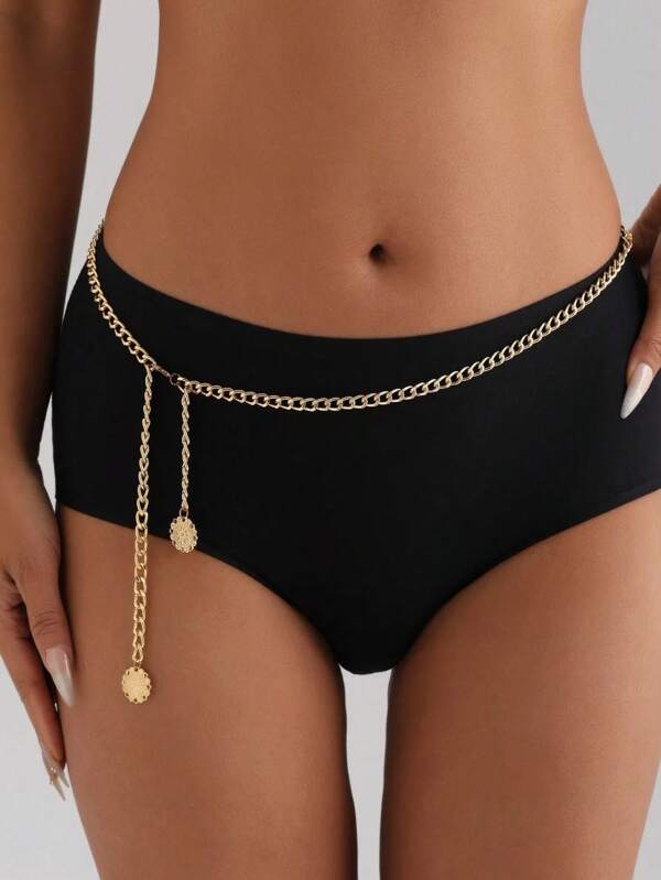 1pc Women Simple Single-Layer Waist Chain, Suitable For Daily Outfit, Beach, Party And Gathering Summer School