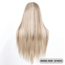Blonde Ombre 13x4 Synthetic Lace Front Wigs For Women 22 Inch Long Straight Glueless Kanekalon Hair Resistant Synthetic Hair Wigs Free Part 150% Density HD Transparent Wear And Go Wigs Heat Resistant Fiber Wigs For Women Daily Party Vacation Holiday Use