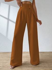 ADD WOMEN'S FASHION - AS1248 Women's Pantaloons, Elastic Waistband, Tailored, Casual, High Waist, Bell Bottom, Casual, Formal, Delicate, Light, Belt, Comfortable, Stylish, Fashion, Glamorous, , National Shipping - 橘色 - 查看 5