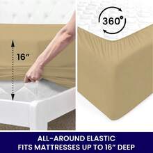 6-Piece Luxurious Super-Soft Bedsheet Set With Deep Pockets -  Friendly, Breathable, Wrinkle Free, Machine Washable - Màu Khaki - Xem 6