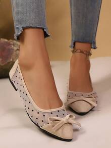 Women's Breathable Mesh Pointed Toe Colorblock Flats, Comfortable Minimalist Modern Casual Street Style Versatile Loafers (Size Runs Small, Narrow Feet, Suggest Ordering 2 Sizes Up) - Apricot - View 4