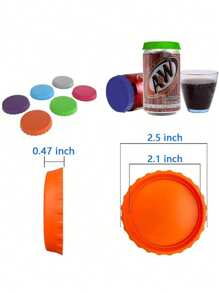 1/2 件可重复使用罐盖，硅胶汽水瓶盖，汽水、啤酒、能量饮料、果汁罐顶部保护器