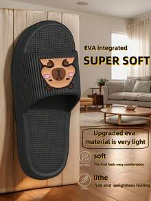 New Fashionable Minimalist Men's Slippers For Home, Casual Daily Wear, Thick Sole, Breathable, Soft & Comfortable, Unisex Home Slippers [Suggest Ordering One Size Up For More Comfort] - Black - View 3