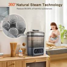Baby Bottle Steamer And Dryer, Electric Steamer And Dryer For Baby Bottles, 4-In-1 Bottle Steamer And Dryer, Universal Fit For All Bottles, LED Touch Screen, Auto Shut-Off - 美規B型插(110-127V) - 查看 10