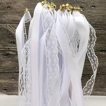 10 Pcs Ribbon Wands With Triple Ribbon And Golden Bell: Festive Party Favors For Weddings, Bridal Showers, Bachelorette Parties, And More - Suitable For All Seasons