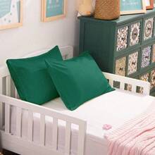 2 Pcs Egyptian Cotton Toddler Pillowcases, 13x18 Inches - Dark Green - View 4