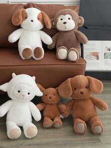 1个23厘米/9.05英寸新款可爱猴子毛绒玩具，猴子填充动物，绵羊毛绒玩具，适合作为女孩生日礼物、猴子毛绒抱枕或儿童节礼物 - 棕色 - 查看 10