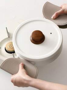 1pc Multi-Function Dining Table Mat, Kitchen Non-Slip Heat Resistant Pad, Silicone Coaster, Trivet - Beige - View 2